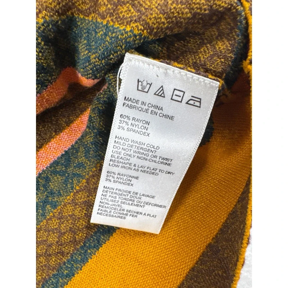 Free People Womens XS Mustard Yellow Fair Isle Knit Mini Skirt Geometric Boho